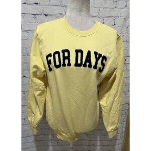 NWT For Days Sweatshirt Yellow Raised Letter Logo Recycled Cotton Casual XS